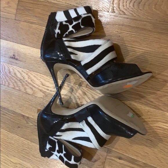 Paul Andrew calf hair open toe bootie sz 40/9 - Picture 2 of 6